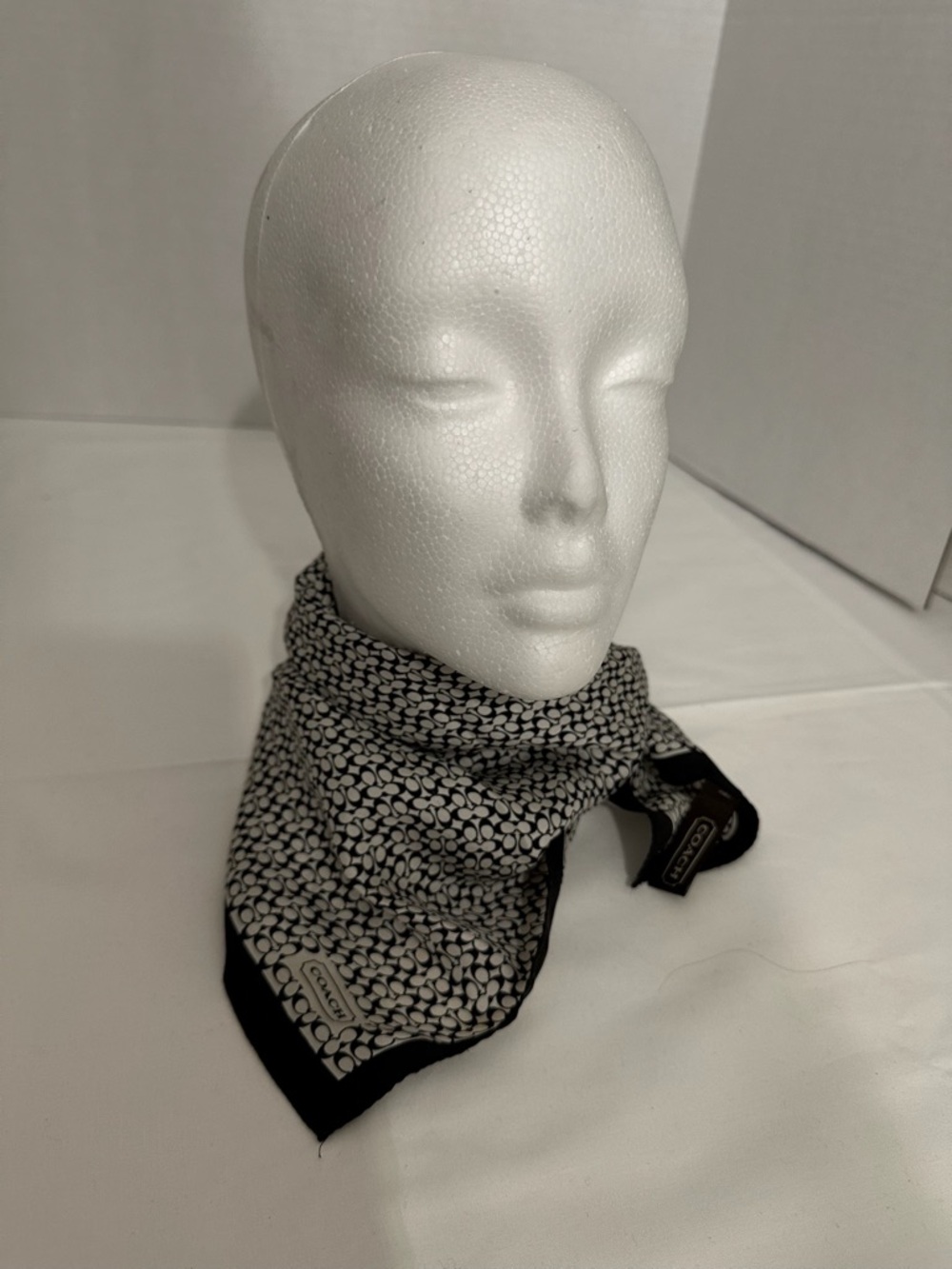 Coach Black & White Signature Silk Scarf - Picture 11 of 11